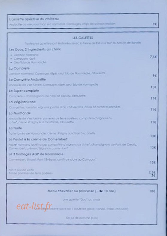 La Crêperie du Château — carte page 2