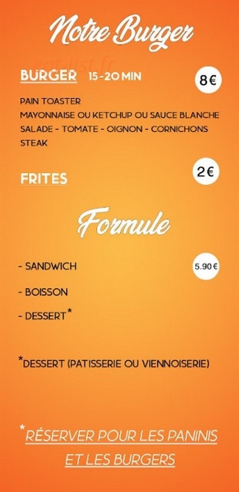 Carte et menu de Aux Delices de Balleroy à Balleroy-sur-Drôme — Les burgers et formules