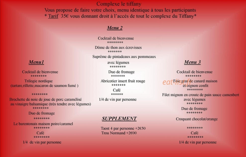 Au restaurant de Tiffany — carte page 1