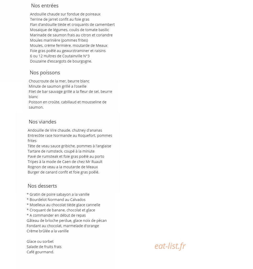 Au Vrai Normand — carte page 1