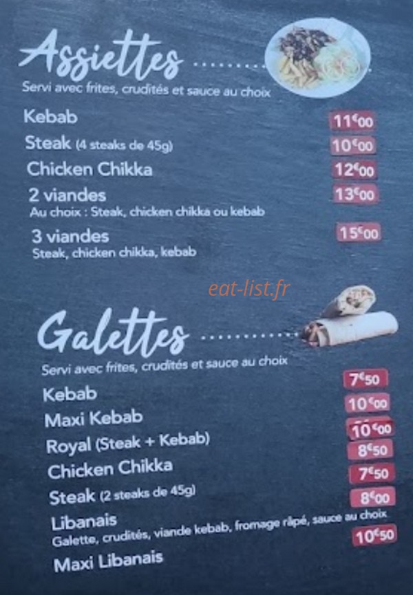 Le Camelia Kebab — carte page 1