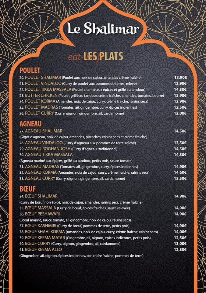 Le Shalimar — carte page 2