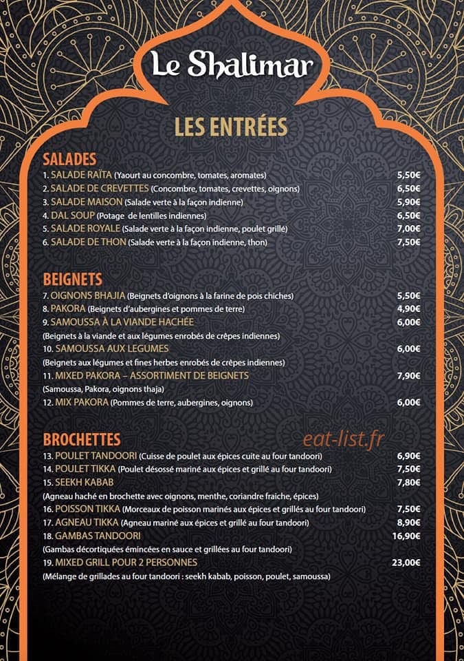 Le Shalimar — carte page 1