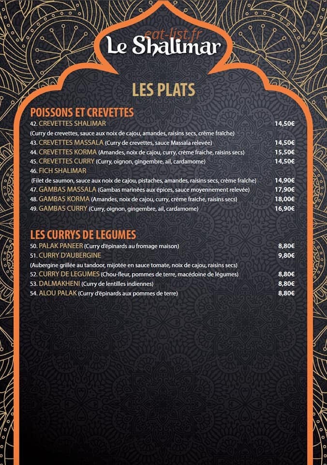 Le Shalimar — carte page 3