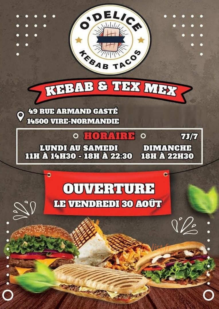O Délice Tacos &kebab — carte page 1