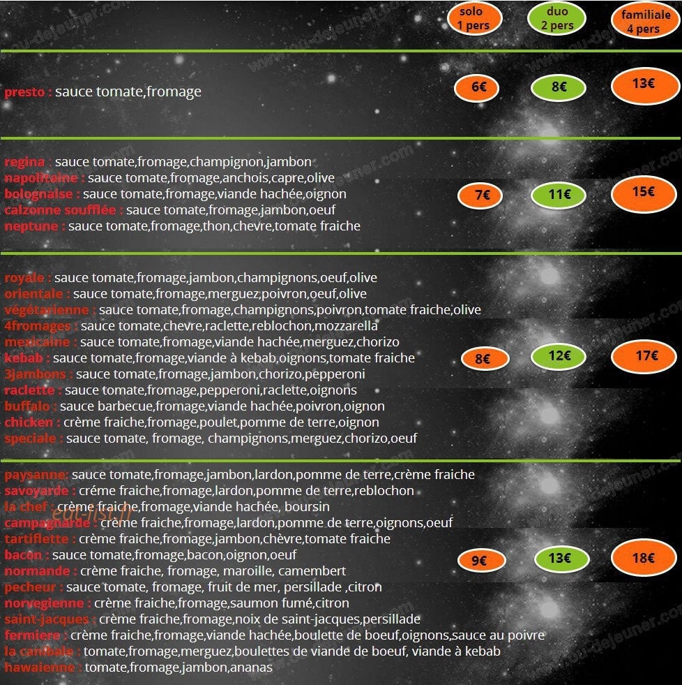 Pizza presto — carte page 1