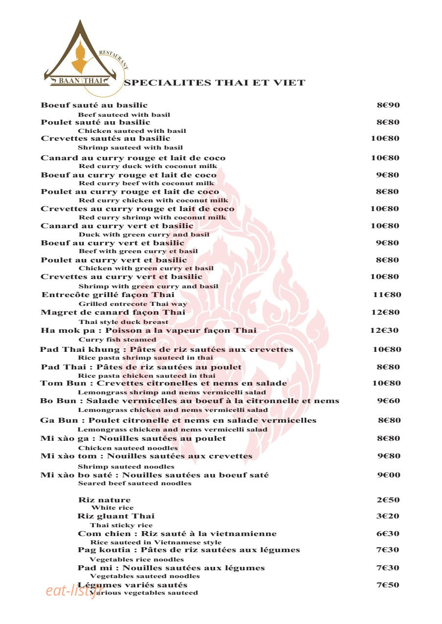 Baan Thai — carte page 2