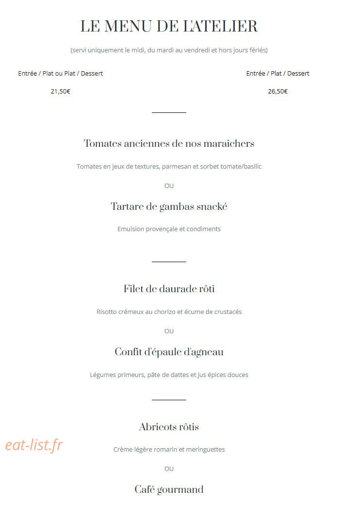L'Atelier du Goût — carte page 4