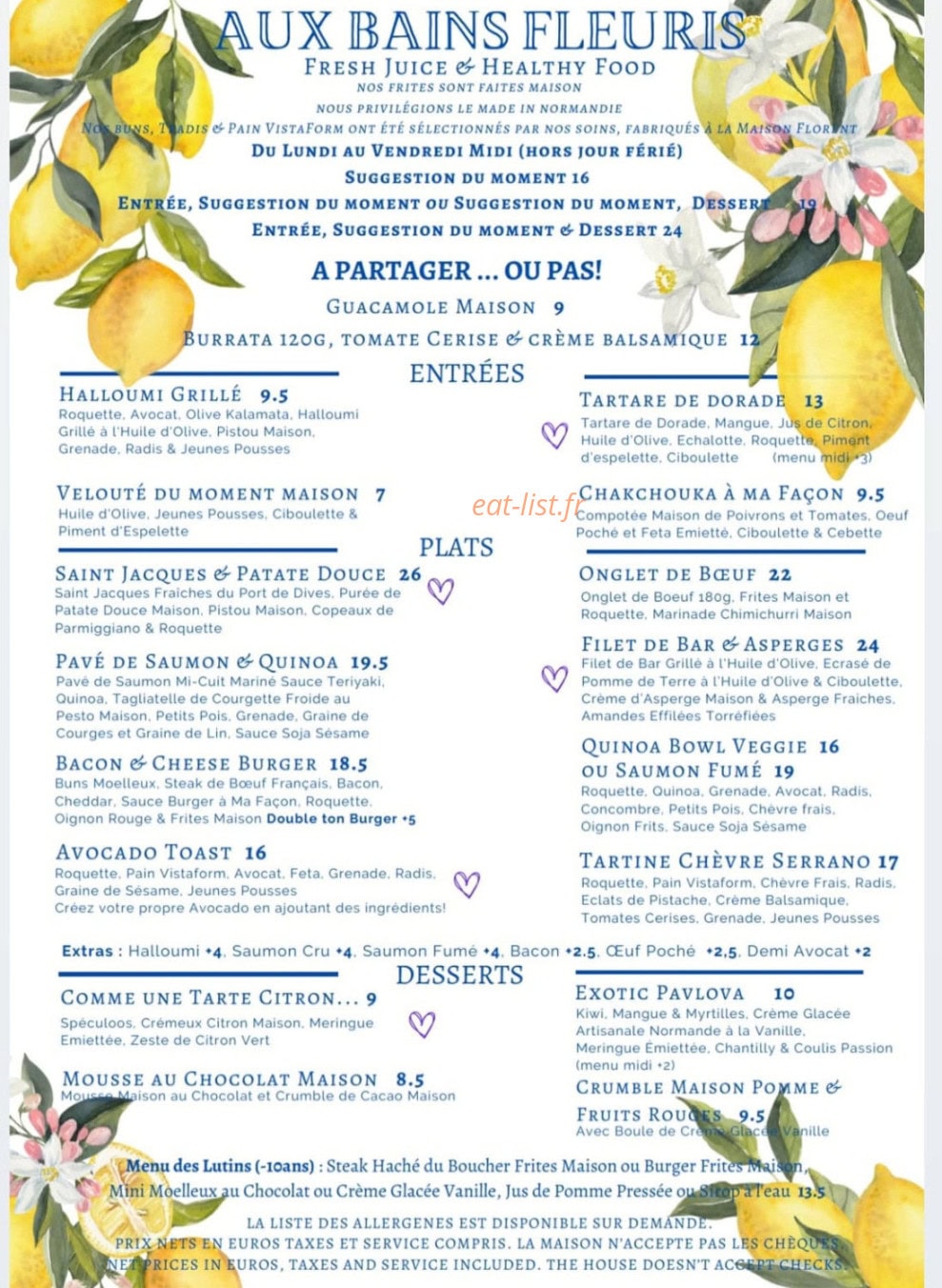 Aux Bains Fleuris — carte page 1