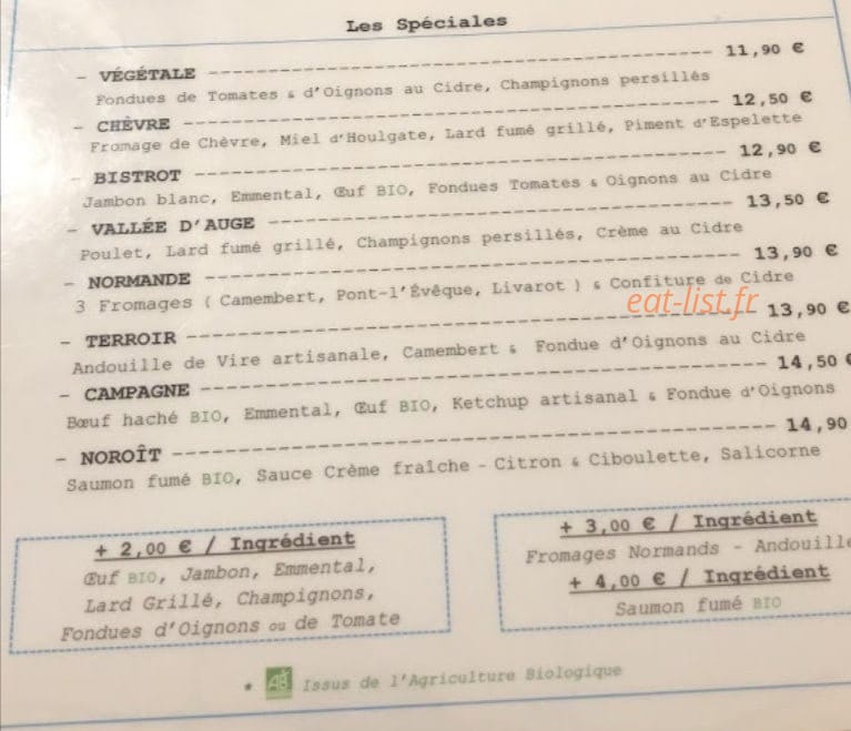 Le Bistrot à Crêpes — carte page 2