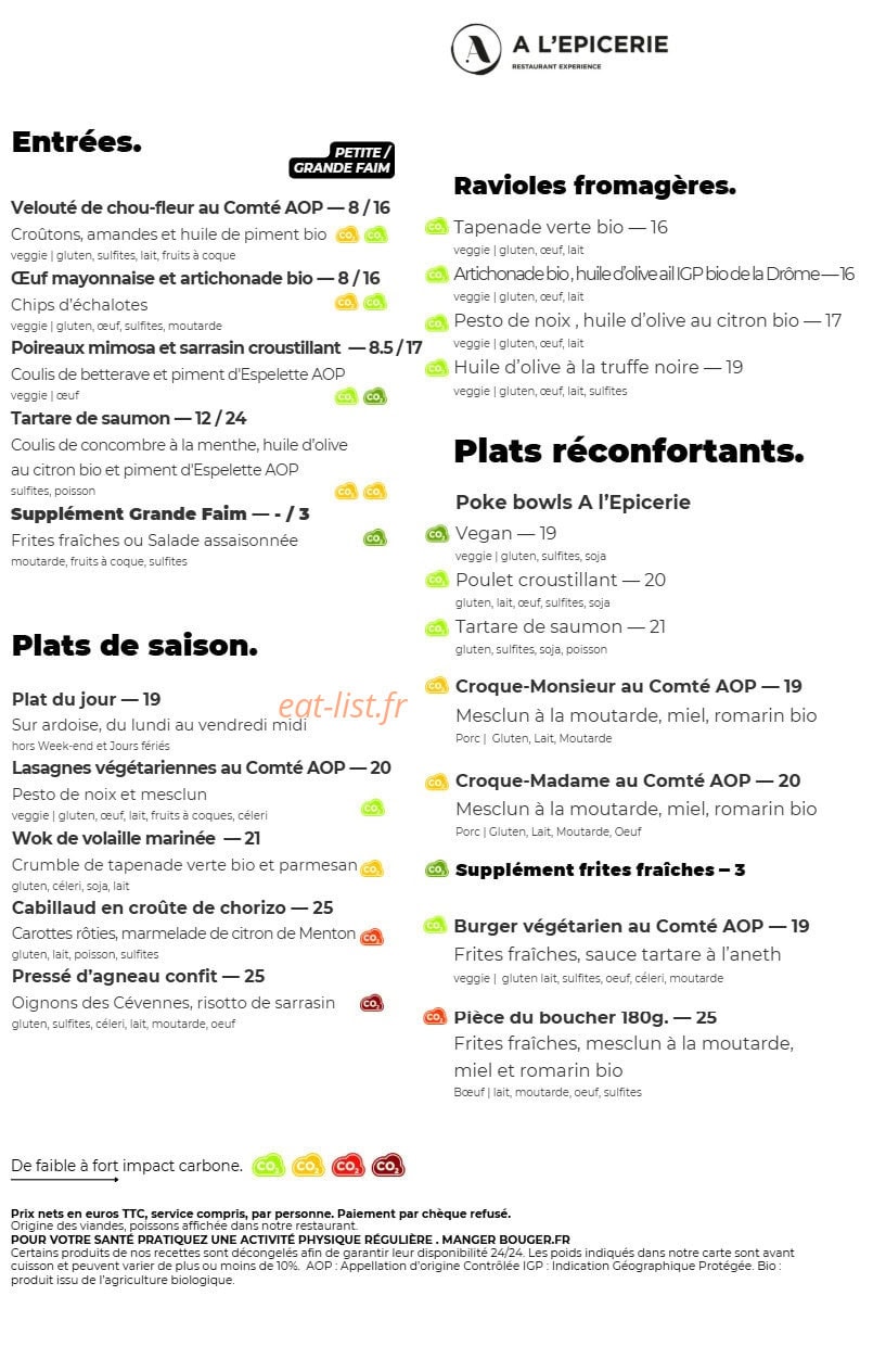 A l'Epicerie — carte page 3