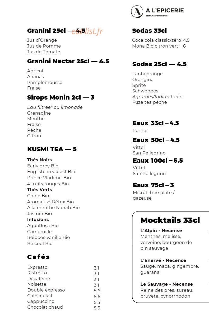 A l'Epicerie — carte page 8