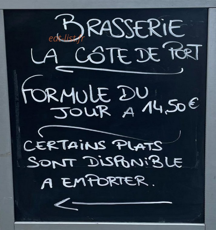 Carte et menu de La Côte de Port à Port en Bessin Huppain — Formule