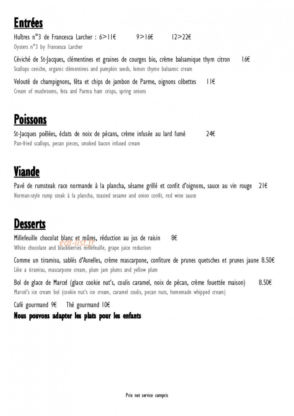 La table des 2 marcel port en bessin huppain menu et photos