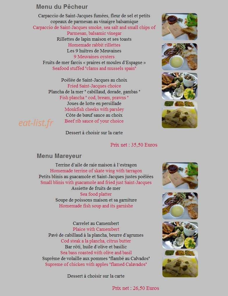Le Bistrot d'à Coté — carte page 1