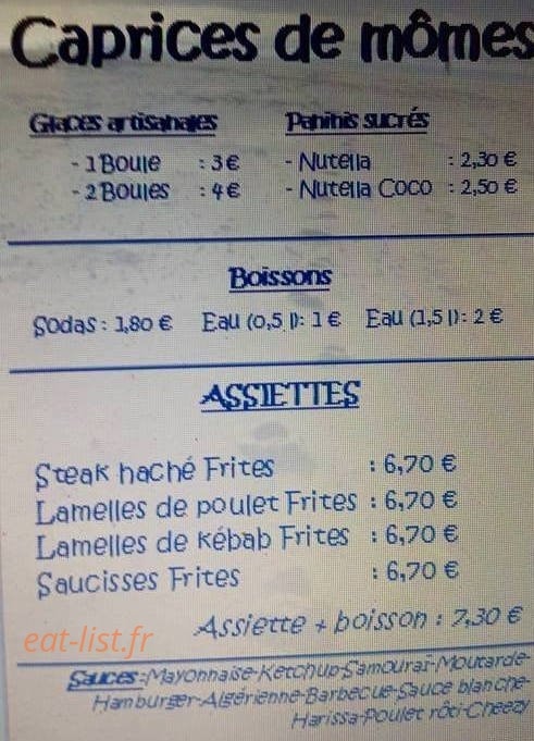 Caprices De Mômes — carte page 1
