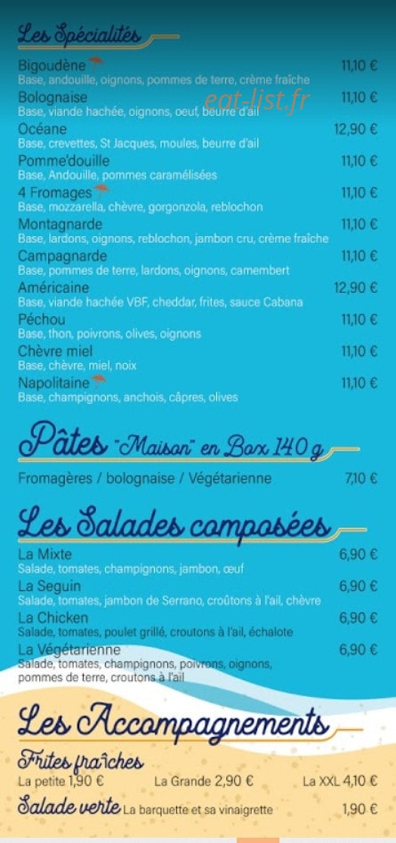 La Cabana — carte page 3