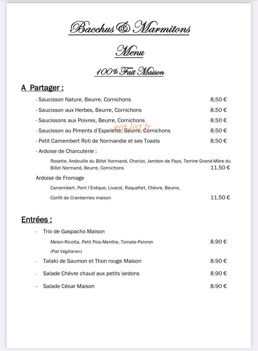 Bacchus et Marmitons — carte page 1