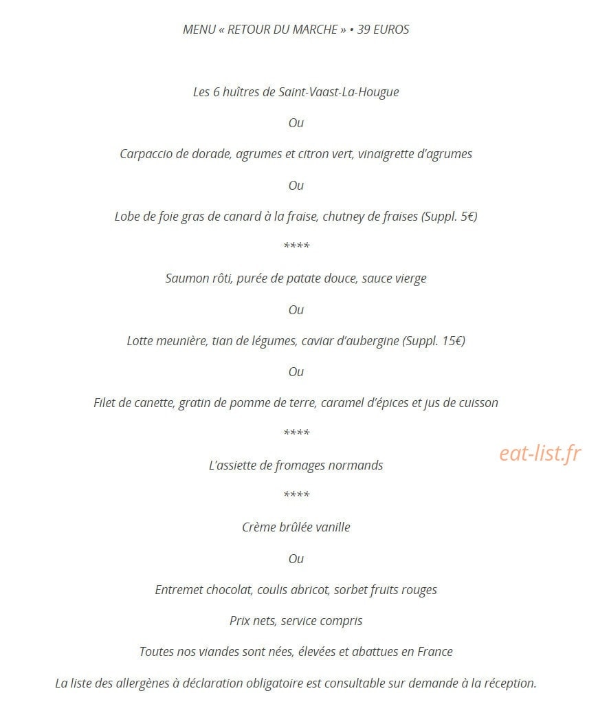 Auberge de la source — carte page 1