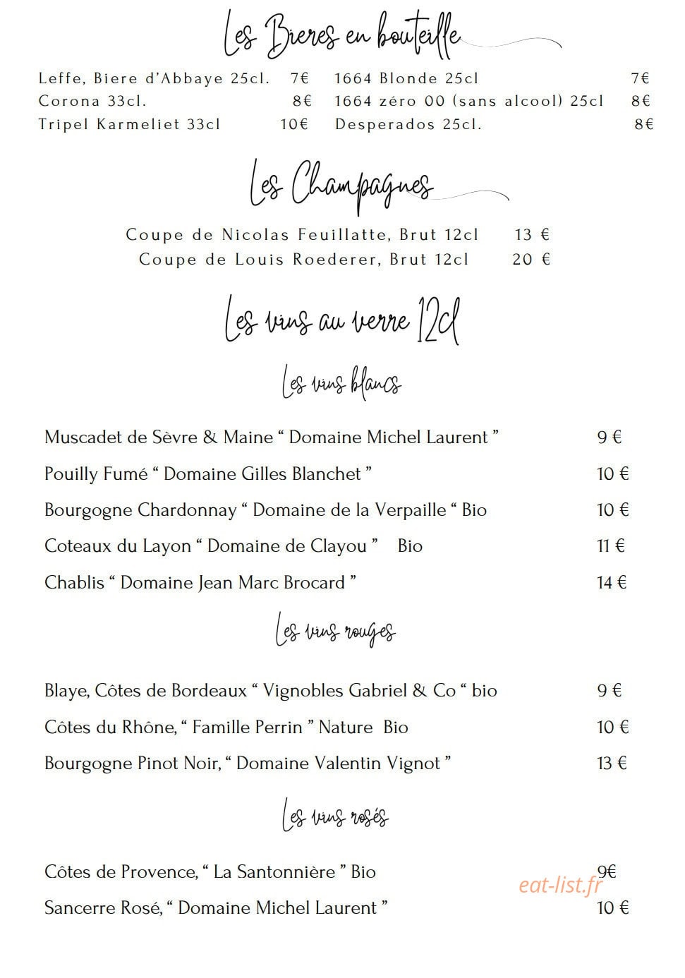 Albertine restaurant — carte page 8