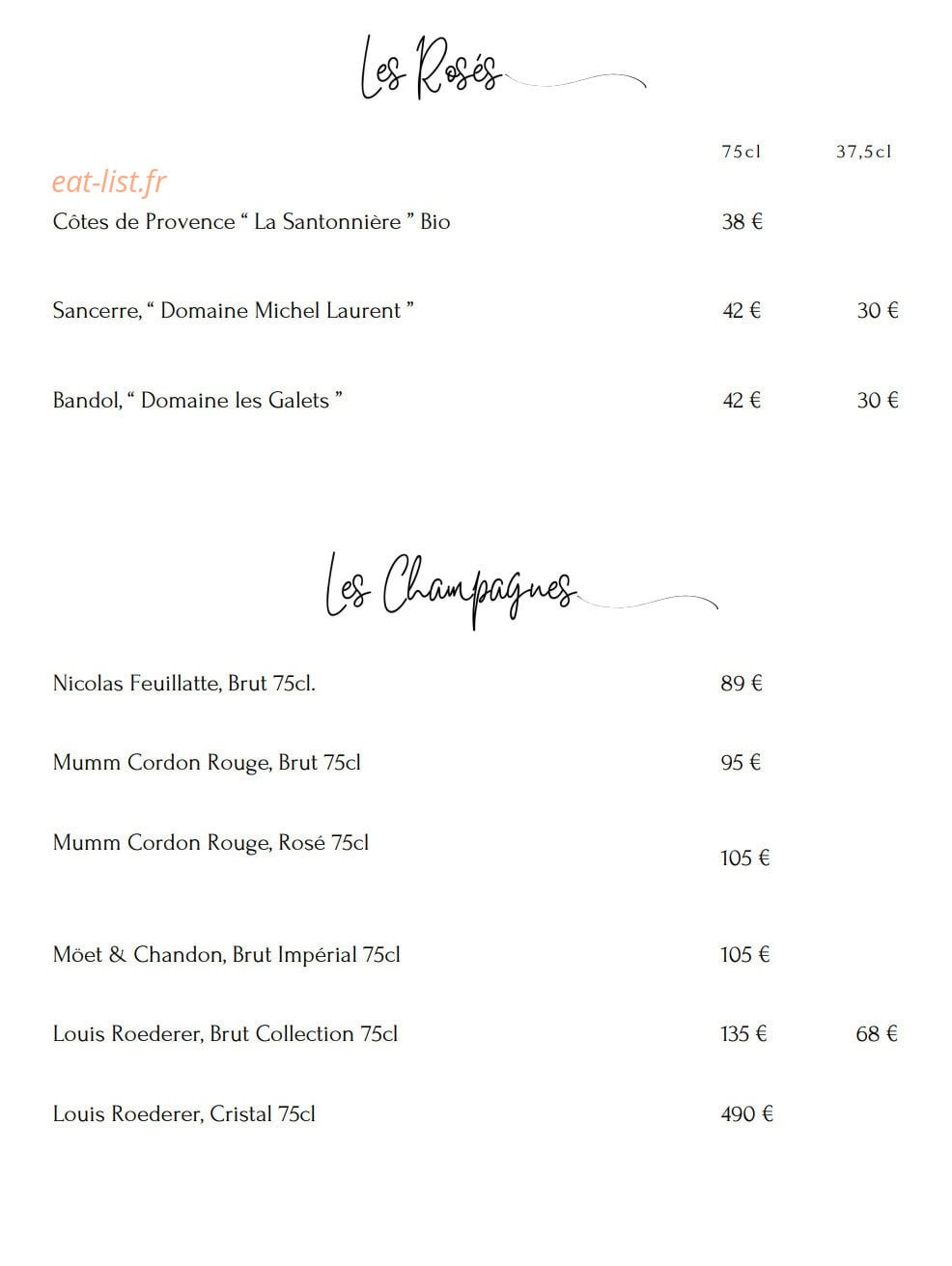 Albertine restaurant — carte page 12