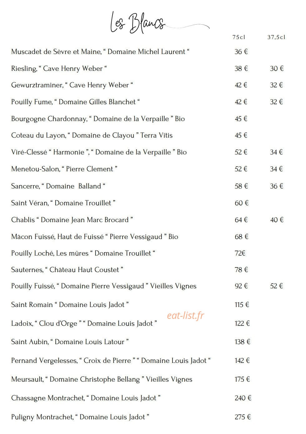 Albertine restaurant — carte page 10
