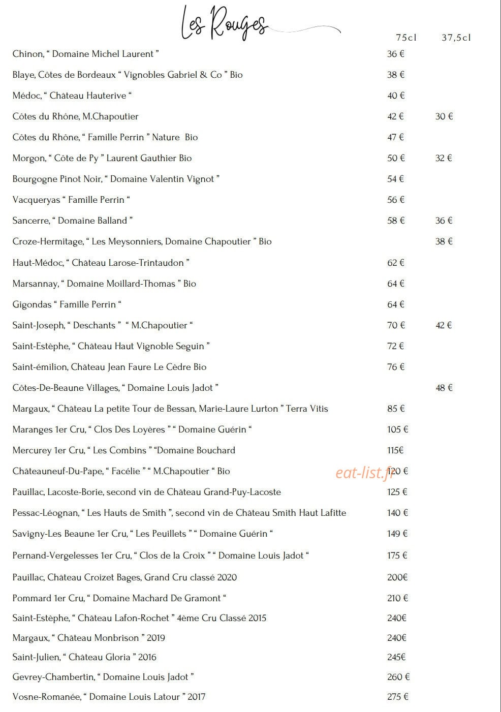Albertine restaurant — carte page 11