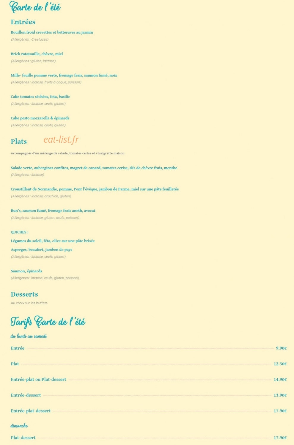 Cakes et gourmandises — carte page 7