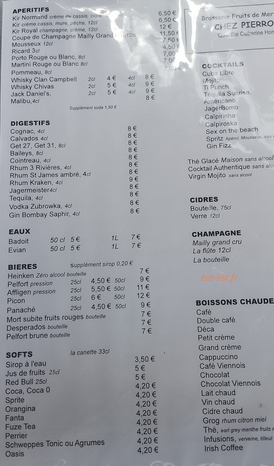 Chez Pierrot — carte page 4