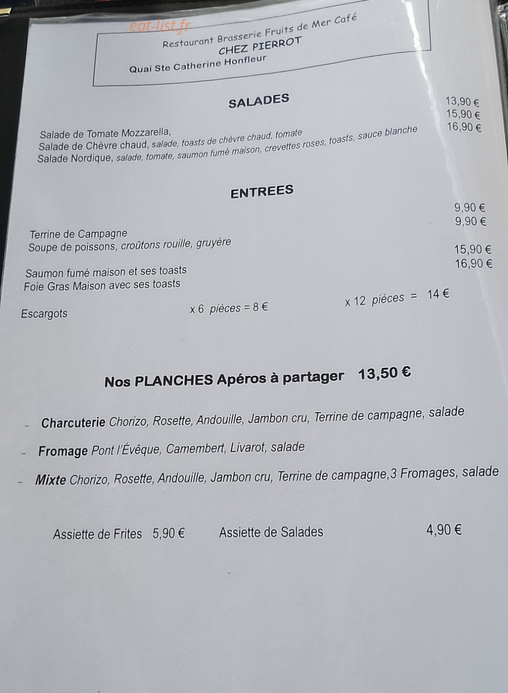 Chez Pierrot — carte page 1