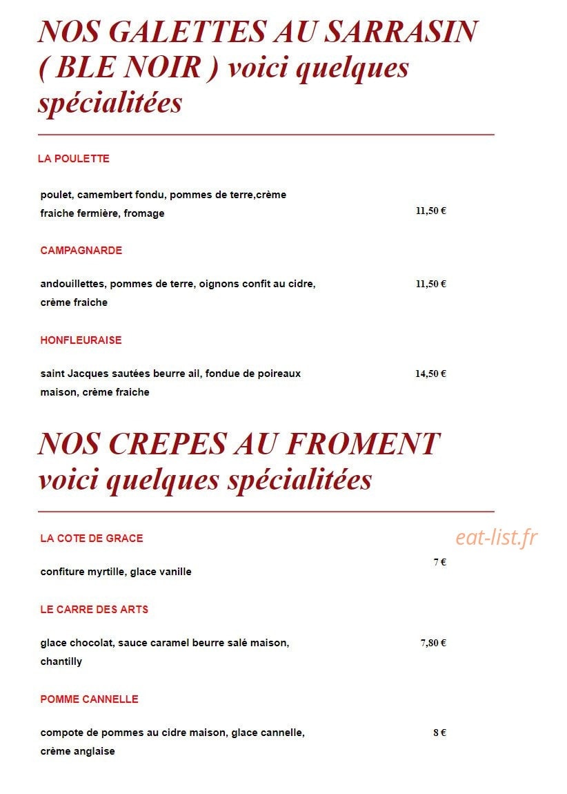Creperie Des Arts — carte page 2