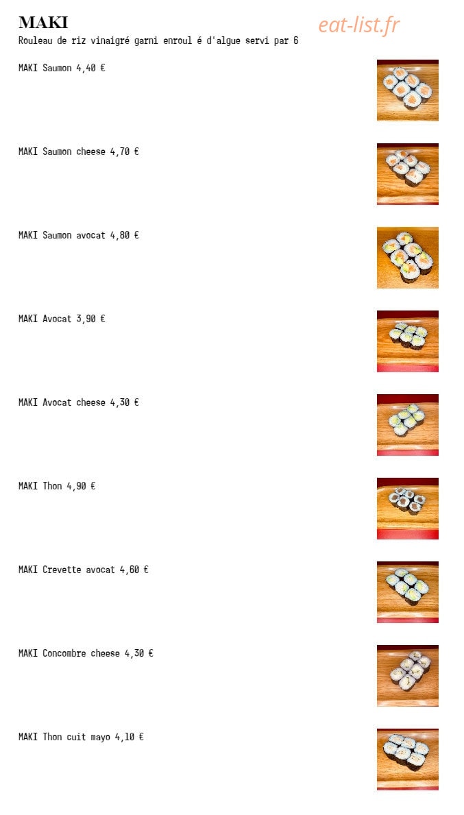 Fuji Sushi — carte page 13