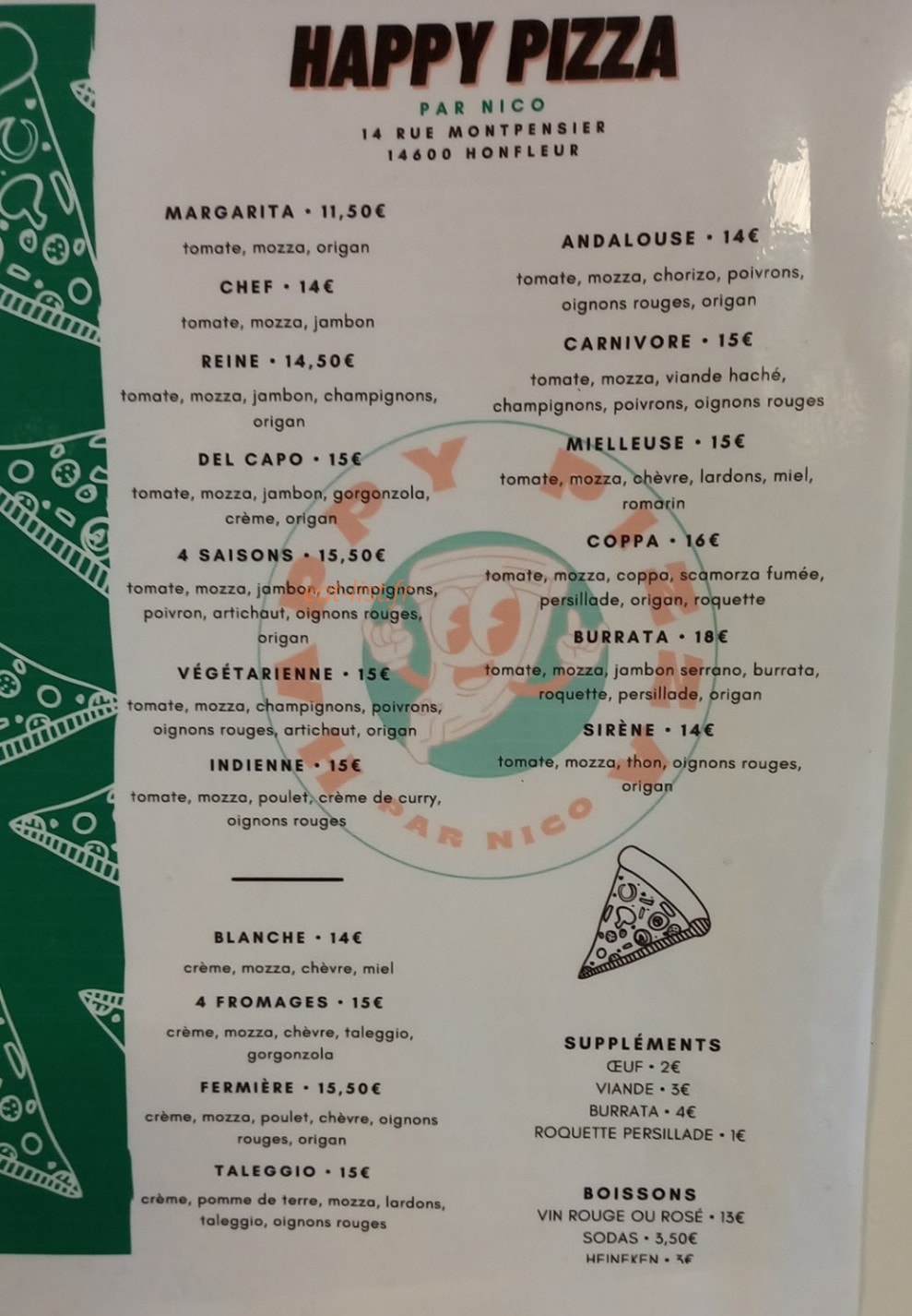 Happy pizza — carte page 1