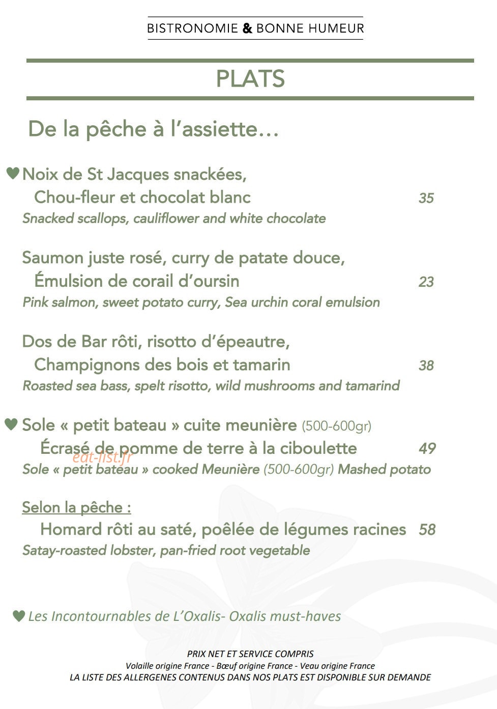 L'Oxalis — carte page 3