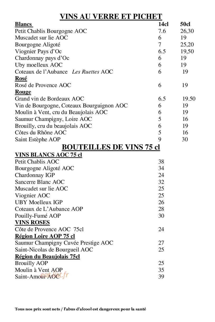 Le Bistro De 2 Mains — carte page 7