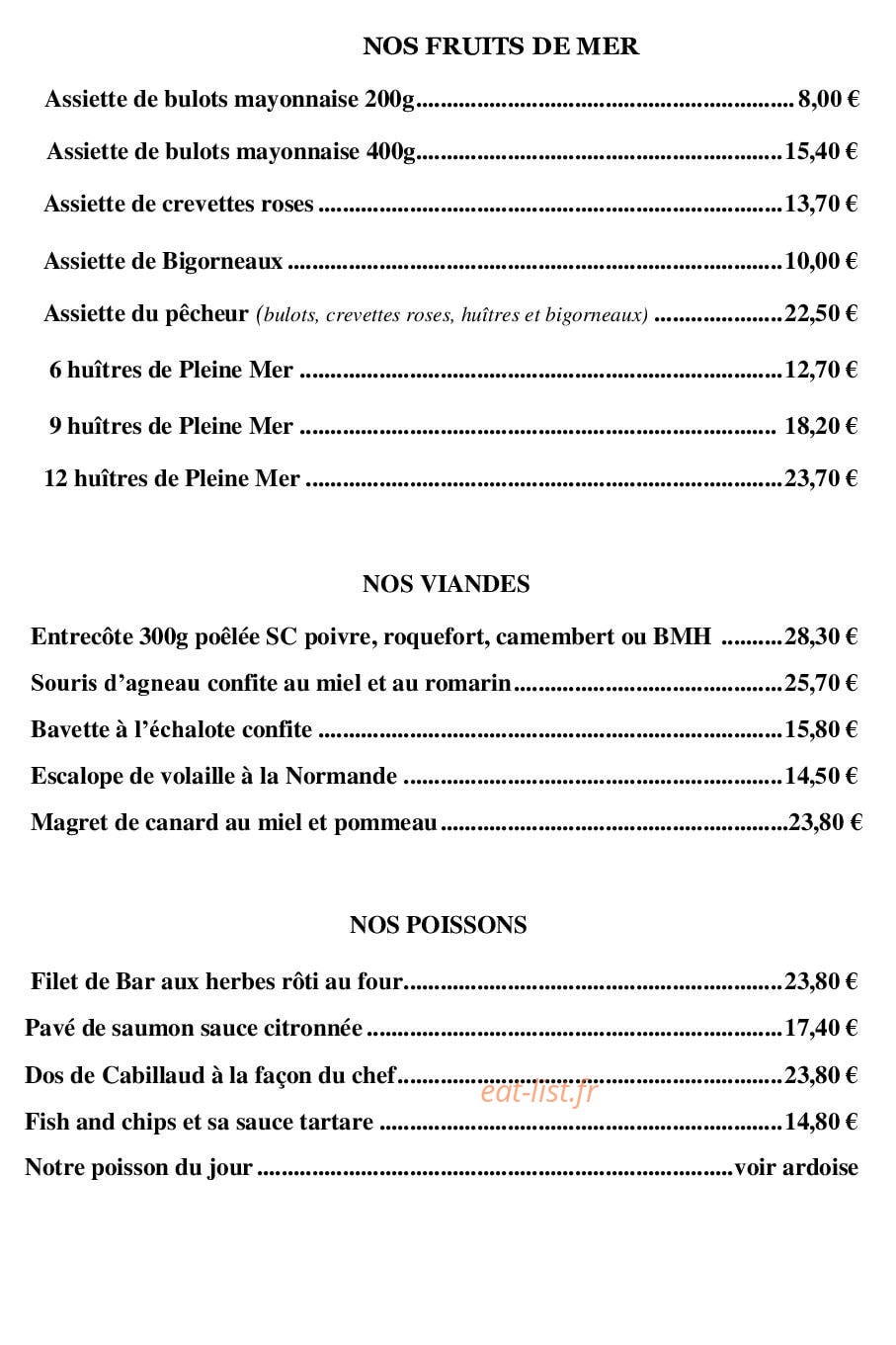 Le Bistro De 2 Mains — carte page 3