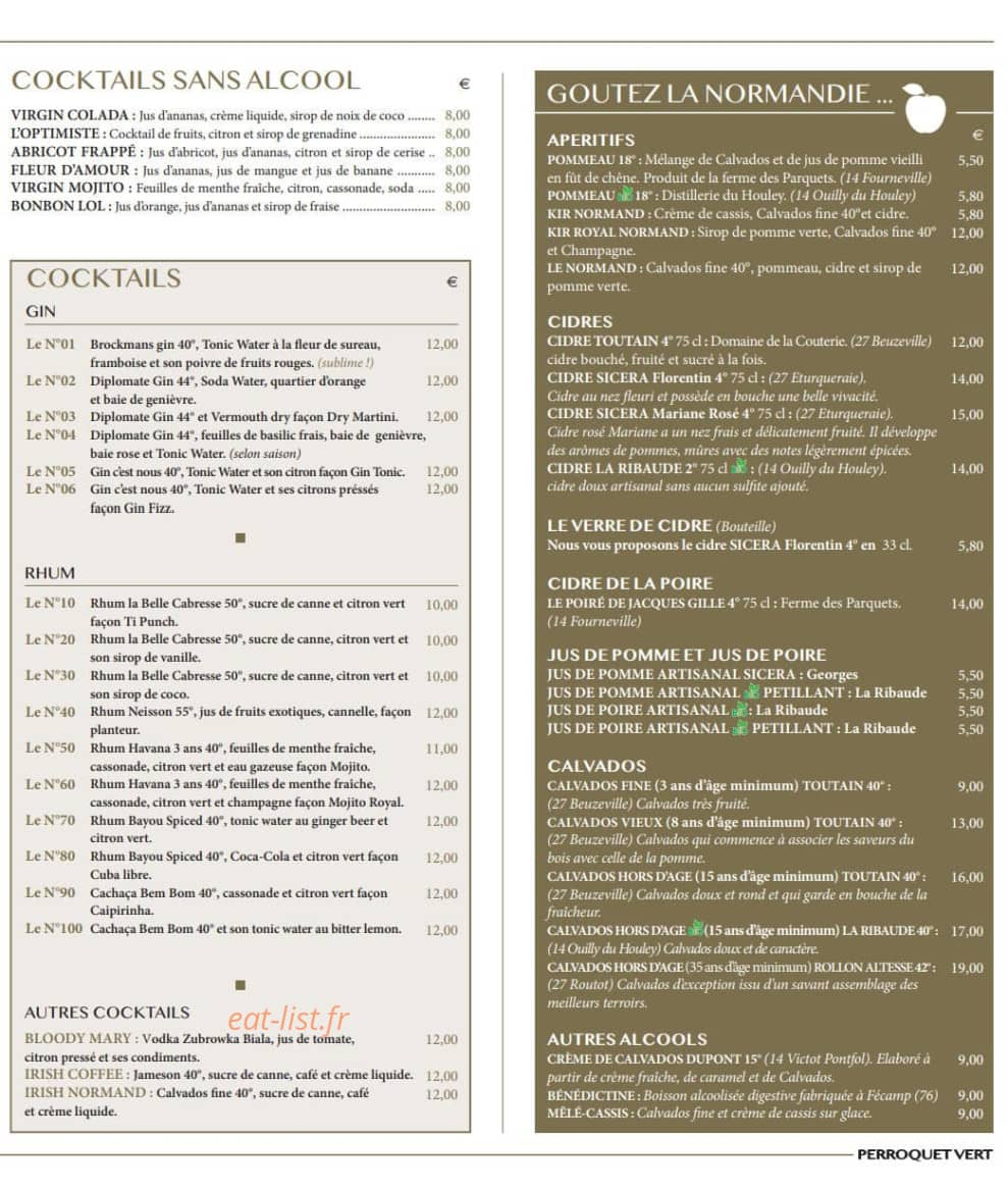 Le Perroquet Vert — carte page 3