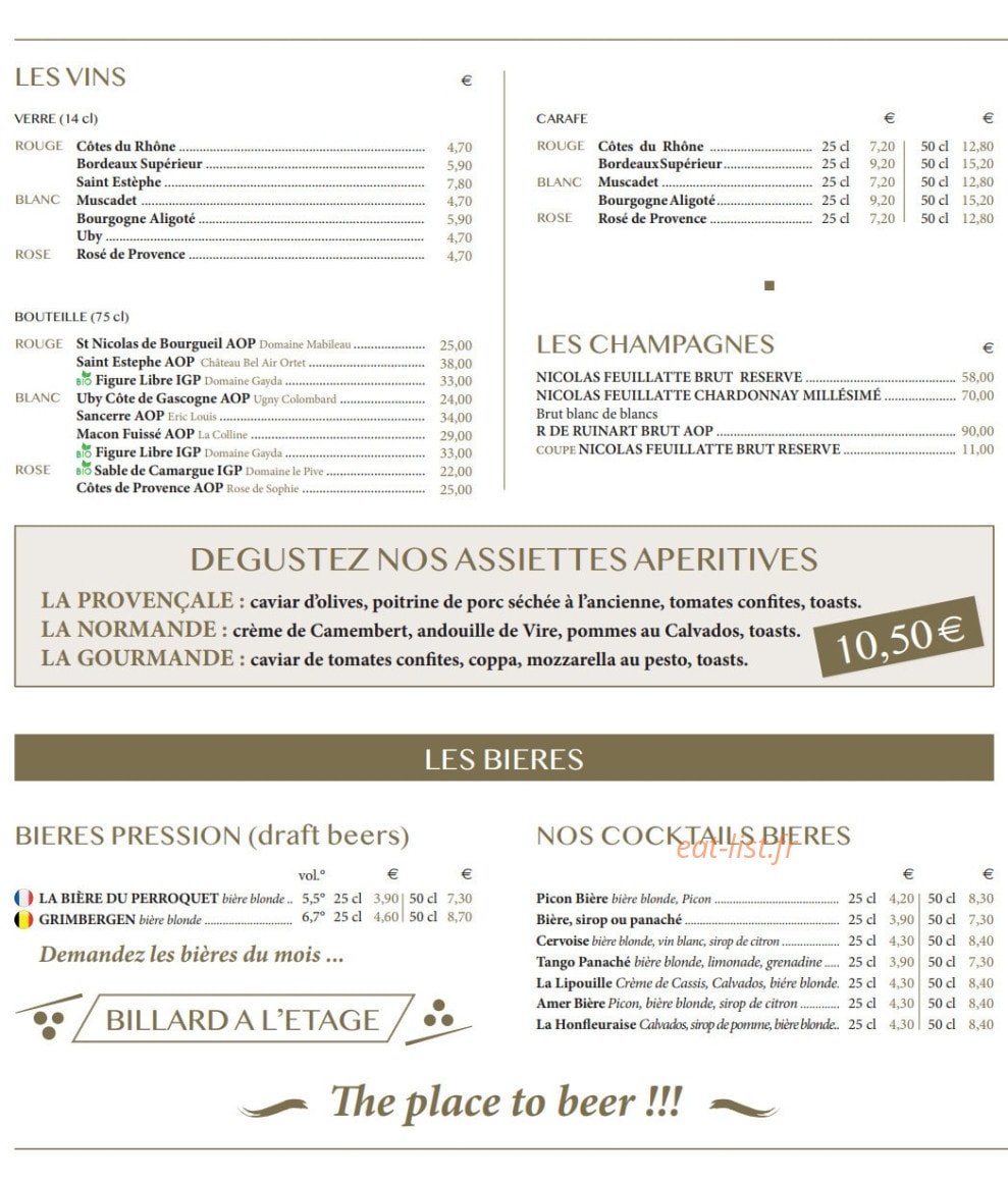 Le Perroquet Vert — carte page 4