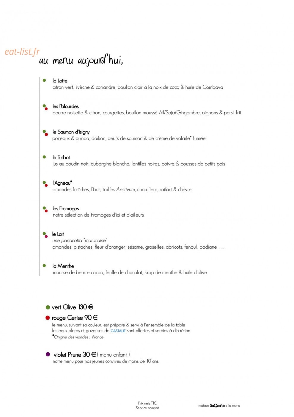 Sa.Qua.Na — carte page 1