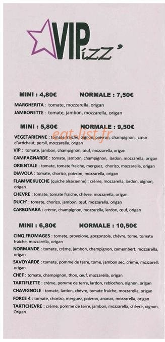VIPizz — carte page 1