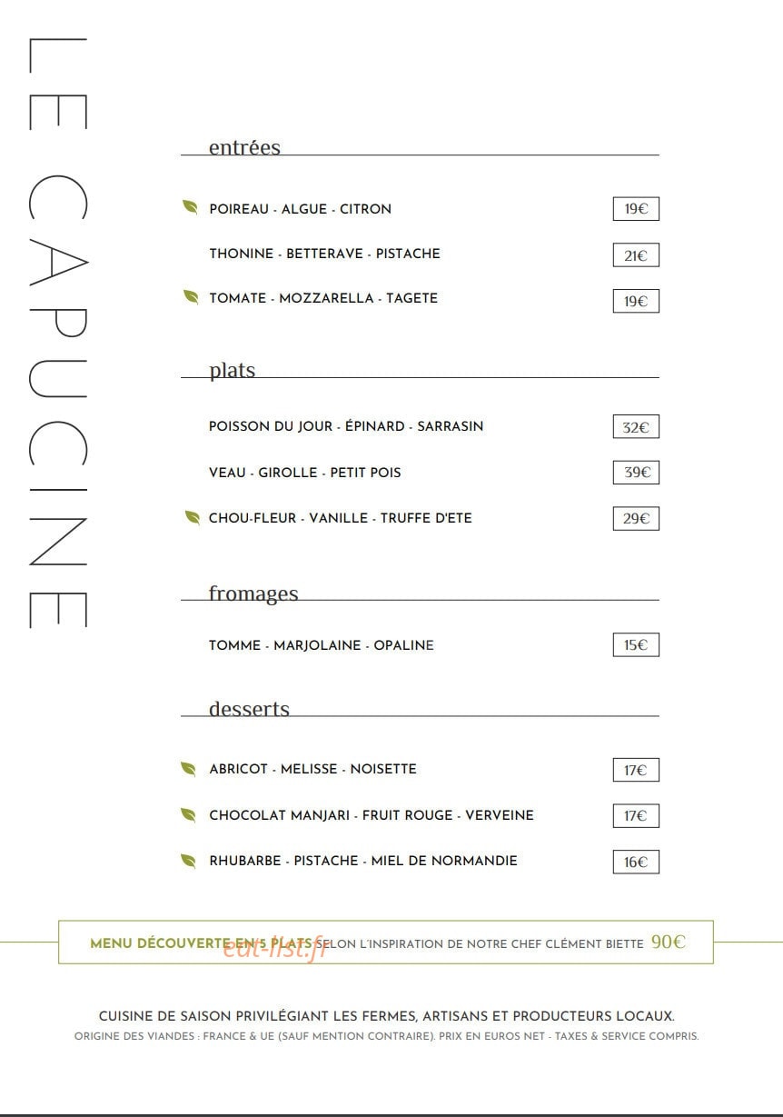 Le Capucine — carte page 3