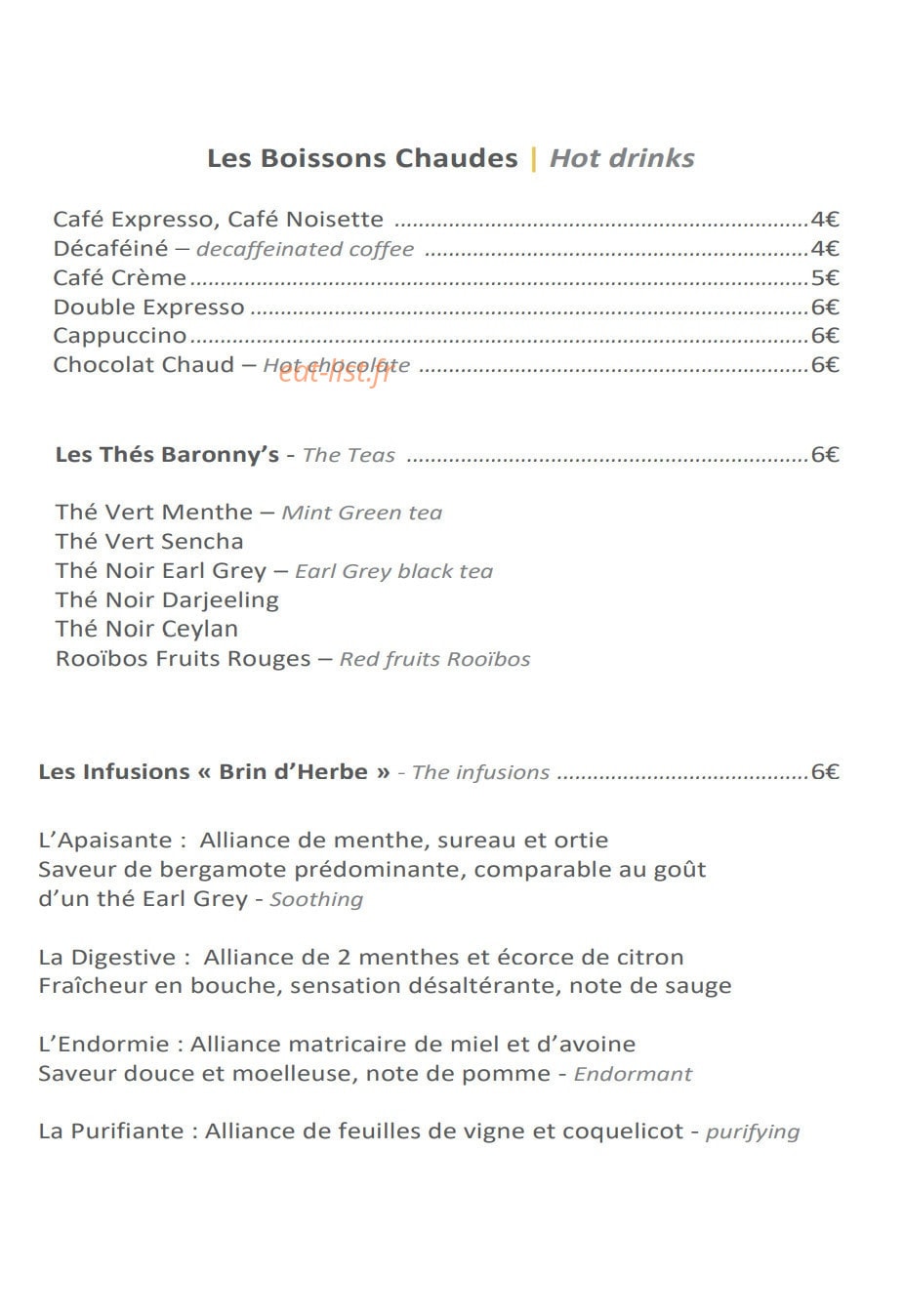 Le Capucine — carte page 11