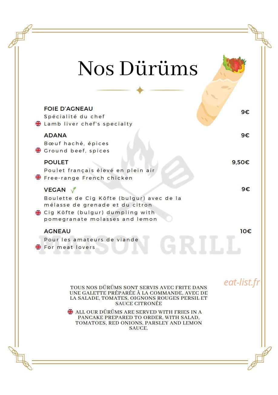 Maison Grill — carte page 4