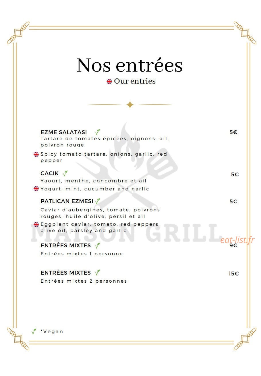 Maison Grill — carte page 2