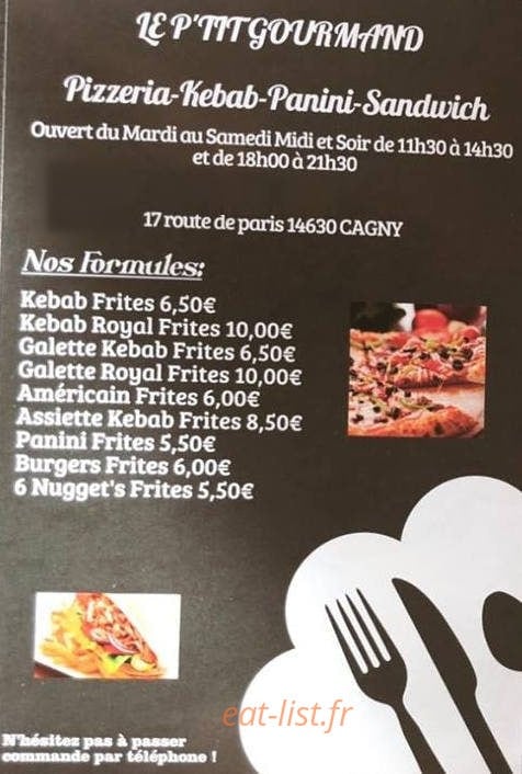 Le p’tit gourmand — carte page 1