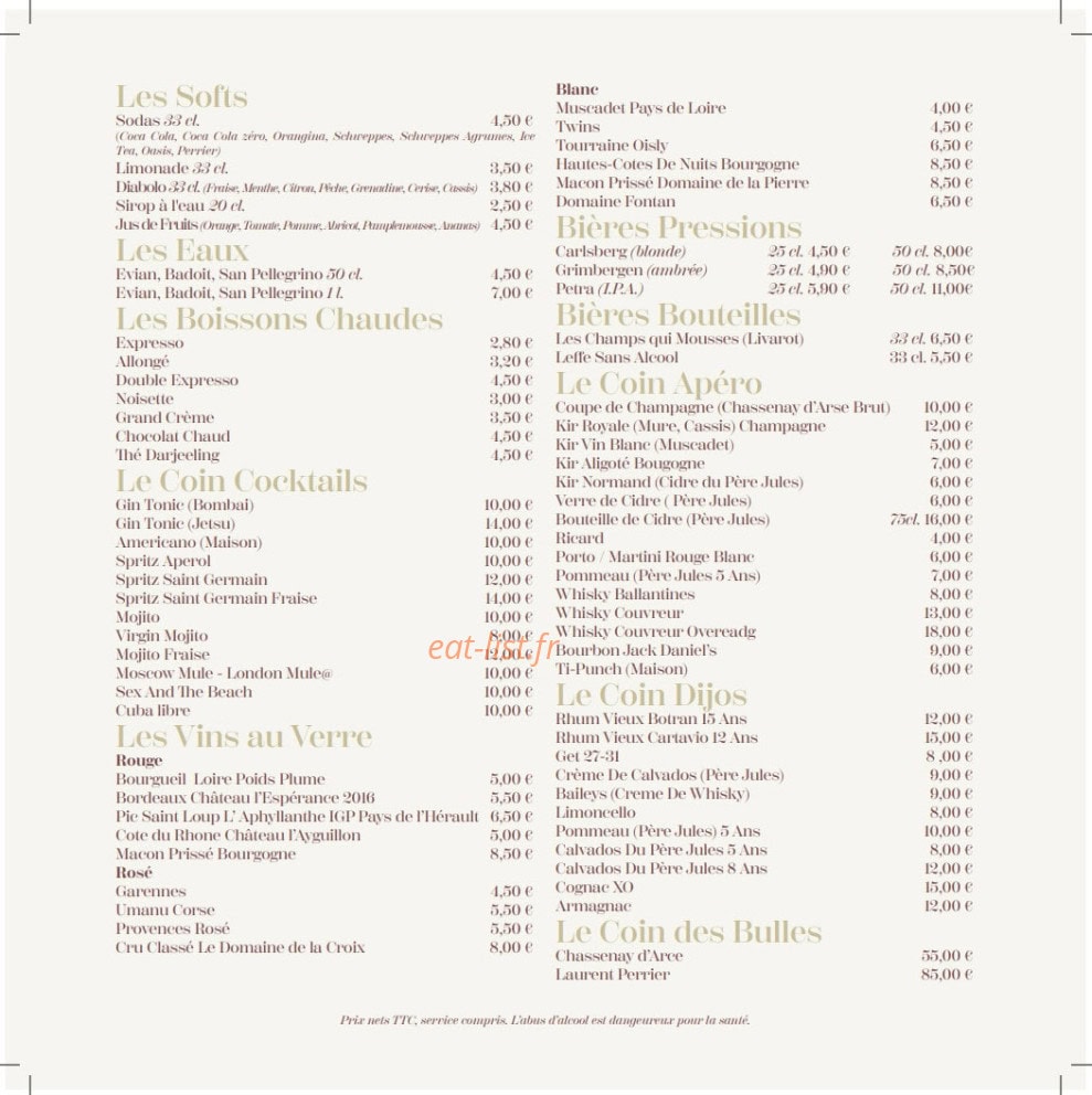 Bistrot 19 — carte page 4