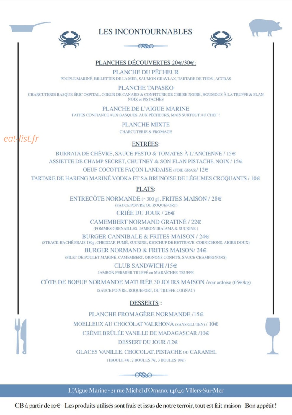 L'Aigue Marine — carte page 1