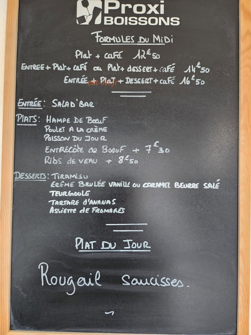 Carte et menu de La Chollerie à Basseneville — La carte