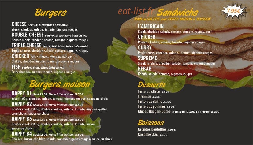 Happy Food — carte page 2