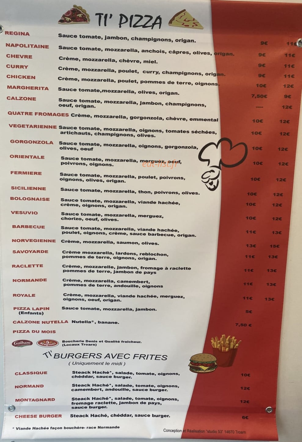 Ti'pizza — carte page 1